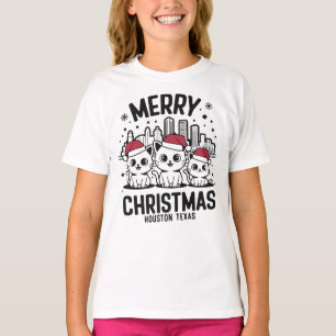T-shirt Houston City Texas Merry Christmas Cats USA