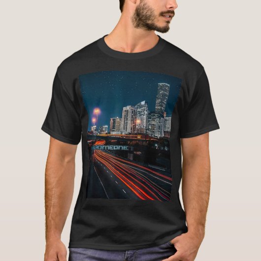 T-shirt Houston Skyline - Soyez un pont la nuit (Devant)