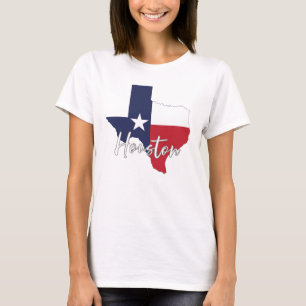 T-shirt Houston, Texas Drapeau Carte Blanc féminin