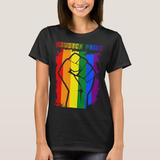 T-shirt Houston Texas LGBT Pride Month LGBTQ Rainbow Flag (Devant)