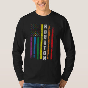 T-shirt Houston Texas Us Drapeau Américain Rainbow Gay Lgb