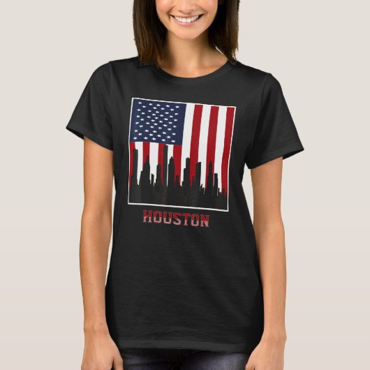 T-shirt Houston Texas Watercolor Skyline Home State 3 (Devant)