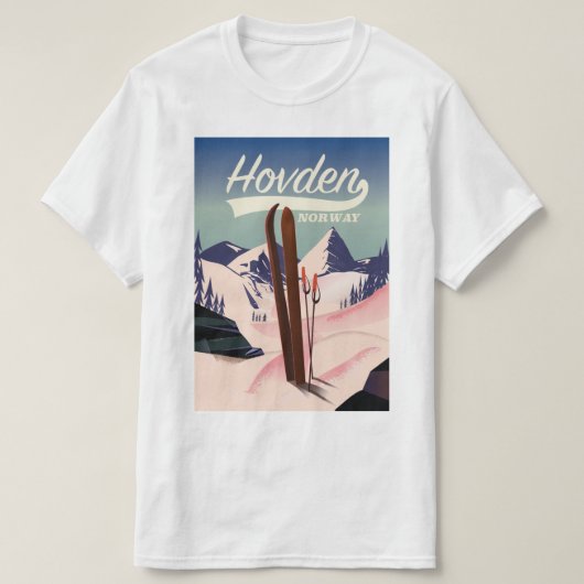 T-shirt Hovden Norvège poster de voyage de ski. (Design devant)