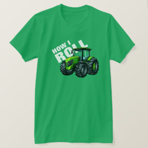 T-shirt "How I Roll" avec tracteur Green Farm