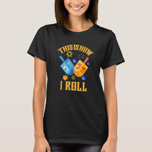 T-shirt How I Roll Dreidel Ugly Hanukkah Sweater (Devant)