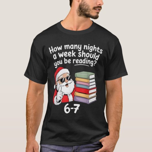 T-shirt How Many Nights Reading Teacher 67 Christmas Six S (Devant)