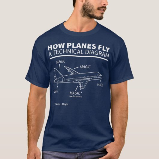 T-shirt How Planes Fly Magic Funny Pilot (Devant)