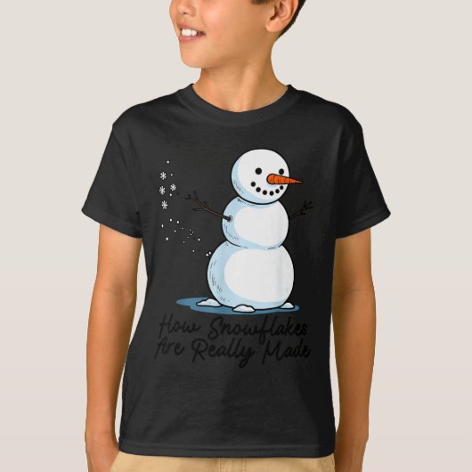 T-shirt How Snowflakes Are Really Made Snowman Christmas J (Devant)