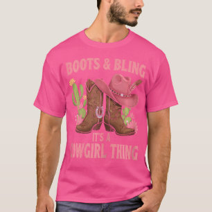T-shirt Howdy Country Rodeo Girl Western Boots Bling It A