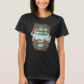 T-shirt HOWDY Leopard Cactus Serape Cactus print Turquoise (Devant)