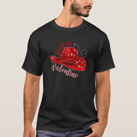 T-shirt Howdy Valentine Xoxo Western Cow Casquette Valenti (Devant)