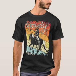 T-shirt Howdy Vintage Cowgirl Riding Horse Rodéo Western C