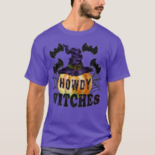 T-shirt Howdy Witch Happy Halloween chauves-souris Citroui