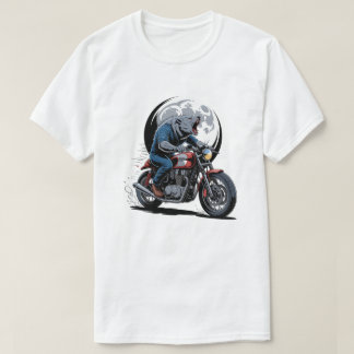 T-shirt Howling Werewolf Cafe Racer Biker Full Moon