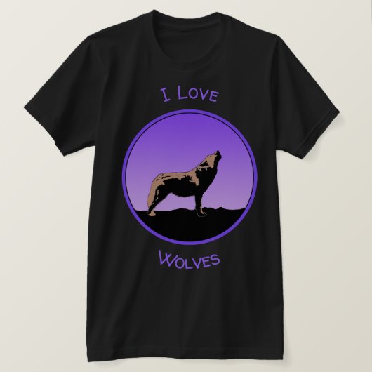 T-shirt Howling Wolf at Sunset - Art faunique original (Design devant)