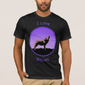 T-shirt Howling Wolf at Sunset - Art faunique original (Devant)