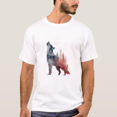 T-shirt Howling Wolf – Double-Exposure Forest Art (Devant)
