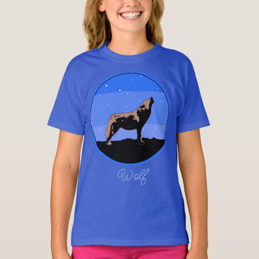 T-shirt Howling Wolf en hiver - Art faunique original T- (Devant)