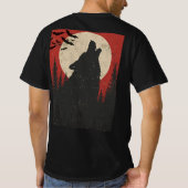 T-shirt Howling Wolf Full Moon Retro Horror Print (Dos)