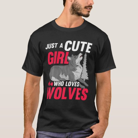 T-shirt Howling Wolf Lover Femmes Juste Une Mignonne Fille (Devant)