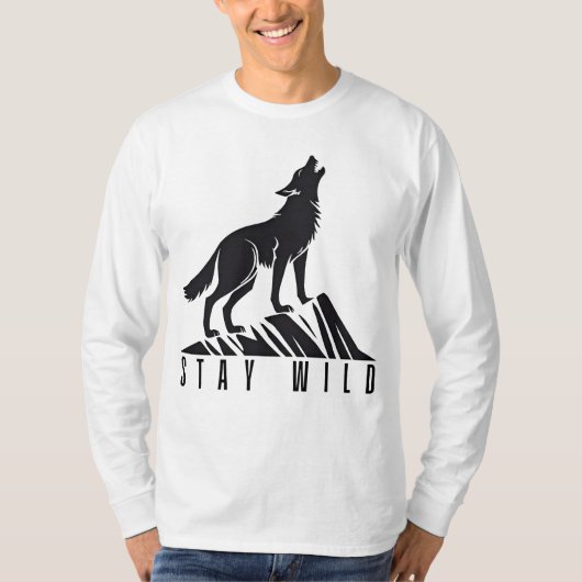 T-shirt Howling Wolf Mountain Silhouette (Devant)