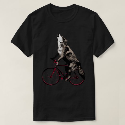 T-shirt Howling Wolf on Bicycle Design (Design devant)