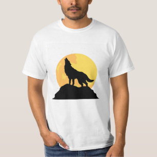 T-shirt Howling Wolf Silhouette sous Pleine lune