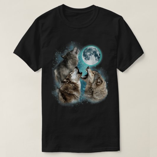 T-shirt Howling Wolves Full Moon Forest Night Art Tee (Design devant)