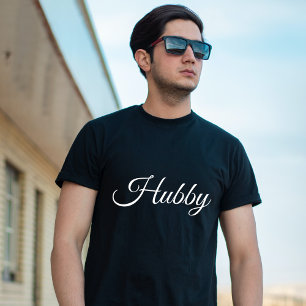 T-shirt Hubby Lune de miel moderne blanc Script Black Homm