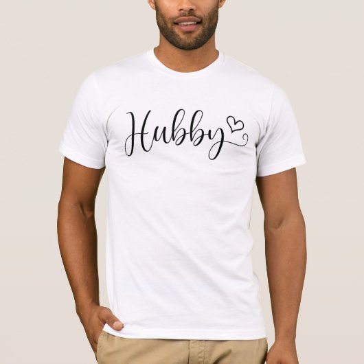 T-shirt Hubby Script avec coeur Mariage personnalisé (Devant)
