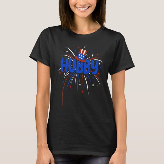 T-shirt Hubby Wifey Matching 4th of July Couple Newlyweds (Devant)
