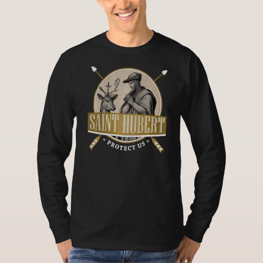 T-shirt Hubert Hubertus Patron Catholique Saint des Chasse (Devant)