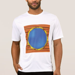 T-shirt Hublot de navire nautique avec eau bleue