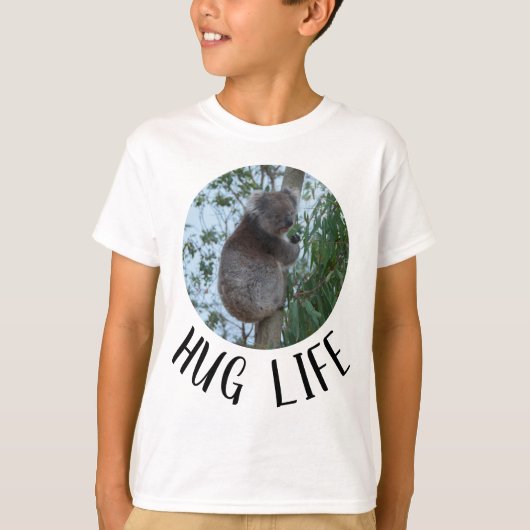 T-shirt Hug Life mignonne Funny Koala dans un arbre (Devant)