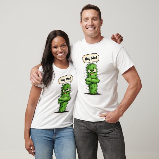 T-shirt Hug Me Funny Angry Cactus (Unisexe)