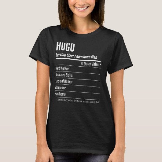 T-shirt Hugo Taille du service Nutrition Étiquette Calorie (Devant)