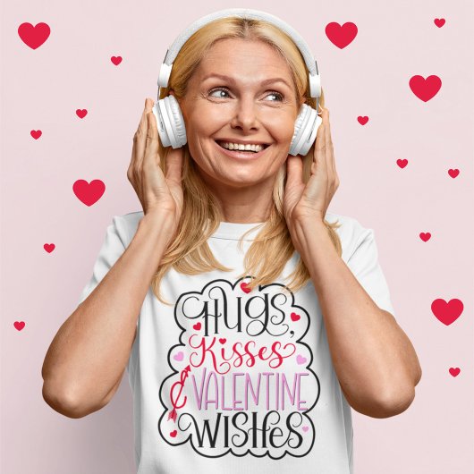 T-shirt Hugs, baisers et Voeux de Saint Valentin, Coeurs,