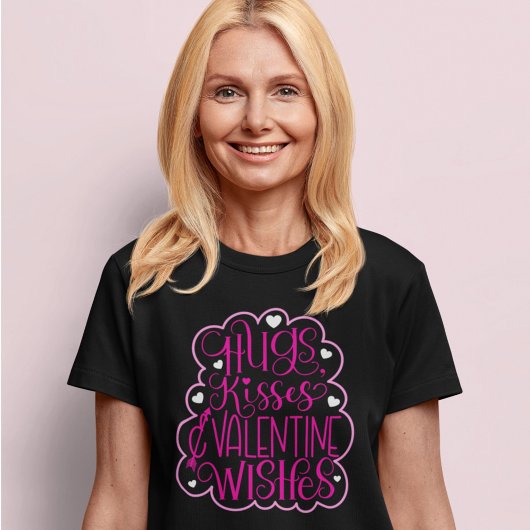T-shirt Hugs, baisers et Voeux de Saint Valentin, Coeurs,