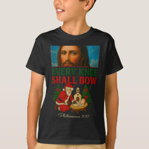 T-shirt Hugvyn Chaque Genou Fléchira Santa Jésus Nativité