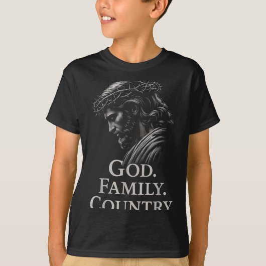 T-shirt Hugvyn God Family Country Jesus Christian Faith Mi (Devant)