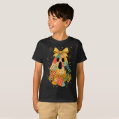 T-shirt Hugvyn Halloween Patchwork Éffrayant Ghost Bow Pre (Devant entier)