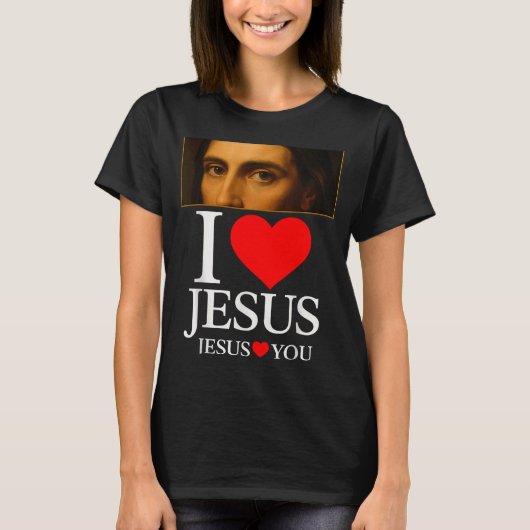 T-shirt Hugvyn I Love Jesus I Heart Jesus Faith American C (Devant)