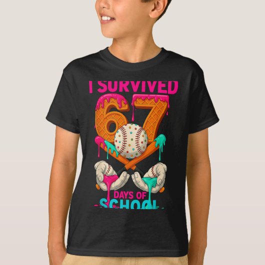 T-shirt Hugvyn I Survived 67 Days Of School Ice Cream Six (Devant)