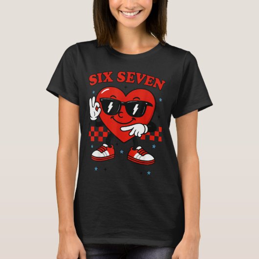 T-shirt Hugvyn Six Seven Heart 6 7 Meme Boy Girl Funny Val (Devant)