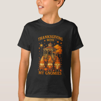 T-shirt Hugvyn Thanksgiving With My Gnomies Fall Autumn Gn