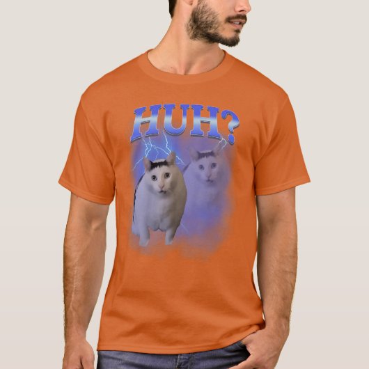 T-shirt Huh Silly Cat Meme Funny Oddly Bootleg Specific Da (Devant)