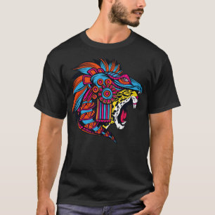 T-shirt Huichol Aztec Jaguar Head