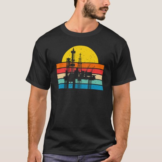 T-shirt Huile Rétro puits Pumpjack Oilfield Worker Huile R (Devant)