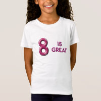 Huit est Grand Puffy Balloon Texte Anniversaire T-