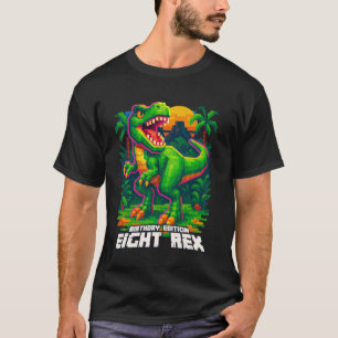 T-shirt Huit Rex 8e Anniversaire Pixel Dinosaure 8 Ans T